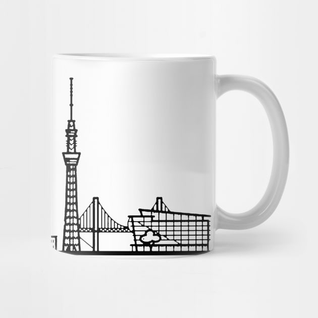 Tokyo Skyline in black with details by Mesyo